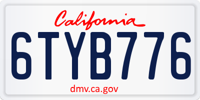CA license plate 6TYB776
