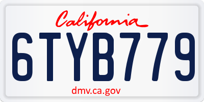 CA license plate 6TYB779