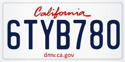 CA license plate 6TYB780