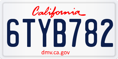 CA license plate 6TYB782