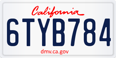 CA license plate 6TYB784