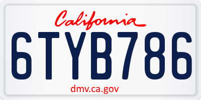 CA license plate 6TYB786