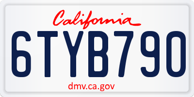 CA license plate 6TYB790