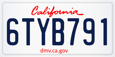 CA license plate 6TYB791