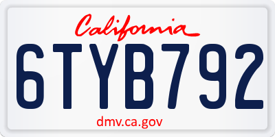 CA license plate 6TYB792