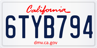 CA license plate 6TYB794