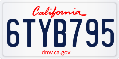 CA license plate 6TYB795