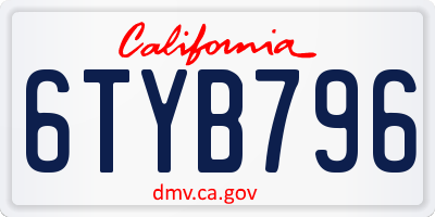 CA license plate 6TYB796