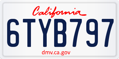 CA license plate 6TYB797
