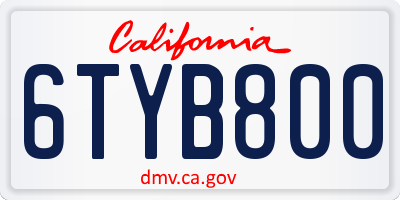 CA license plate 6TYB800