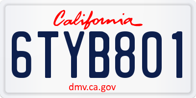 CA license plate 6TYB801