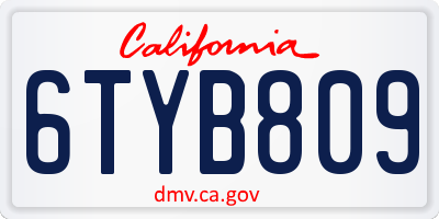 CA license plate 6TYB809