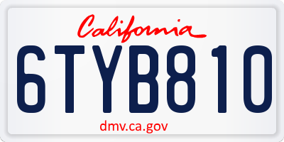 CA license plate 6TYB810