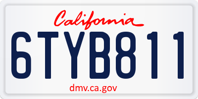 CA license plate 6TYB811