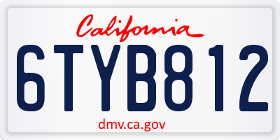 CA license plate 6TYB812