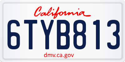 CA license plate 6TYB813