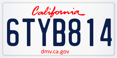 CA license plate 6TYB814