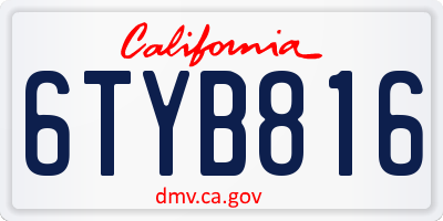 CA license plate 6TYB816
