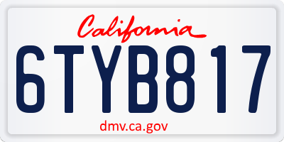 CA license plate 6TYB817