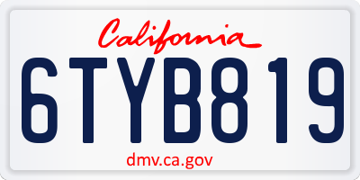 CA license plate 6TYB819