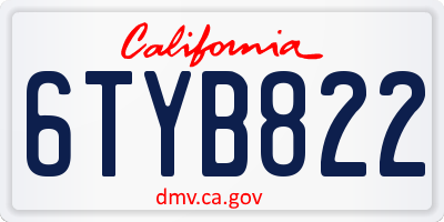 CA license plate 6TYB822