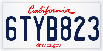 CA license plate 6TYB823