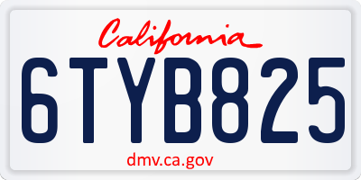 CA license plate 6TYB825