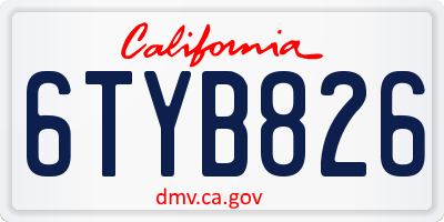 CA license plate 6TYB826