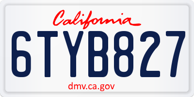 CA license plate 6TYB827