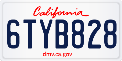 CA license plate 6TYB828