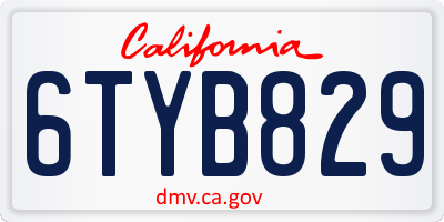 CA license plate 6TYB829