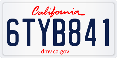CA license plate 6TYB841