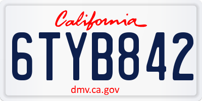 CA license plate 6TYB842
