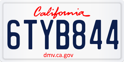 CA license plate 6TYB844