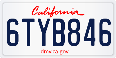 CA license plate 6TYB846