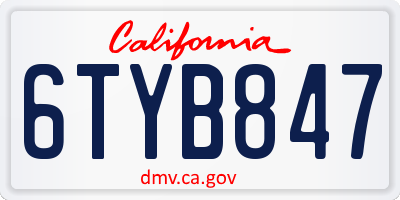 CA license plate 6TYB847