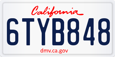 CA license plate 6TYB848