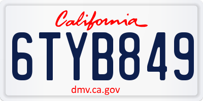 CA license plate 6TYB849