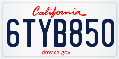 CA license plate 6TYB850