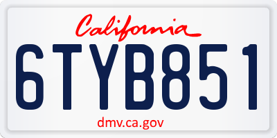 CA license plate 6TYB851