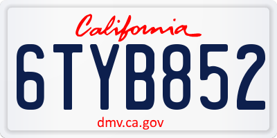 CA license plate 6TYB852