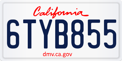 CA license plate 6TYB855