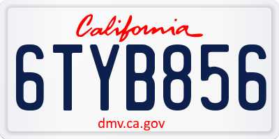 CA license plate 6TYB856