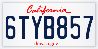 CA license plate 6TYB857