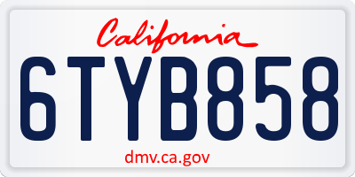 CA license plate 6TYB858