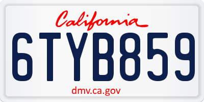 CA license plate 6TYB859
