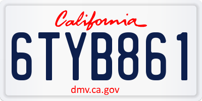 CA license plate 6TYB861