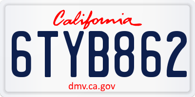 CA license plate 6TYB862
