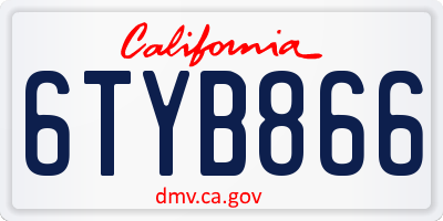 CA license plate 6TYB866