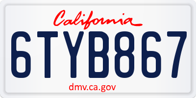 CA license plate 6TYB867